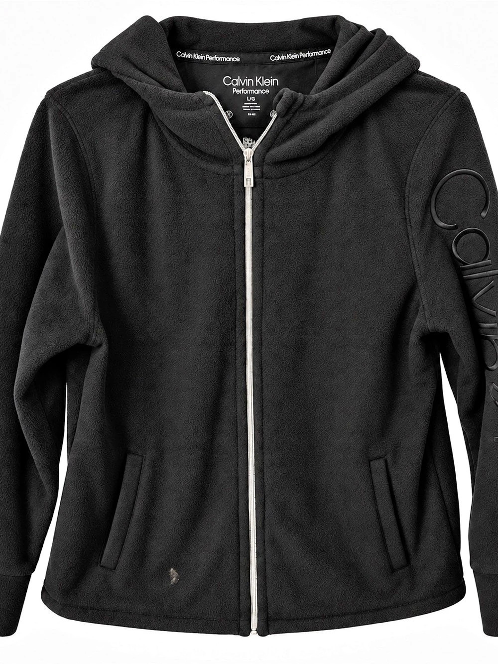 Calvin Klein Black Hooded Full-Zip Jacket Large Like New